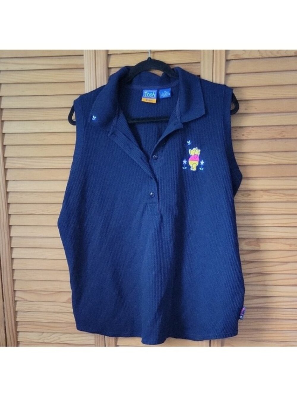 Disney Winnie the Pooh Polo Tank Top 2X Plus Size Embroidered Navy Cute Casual